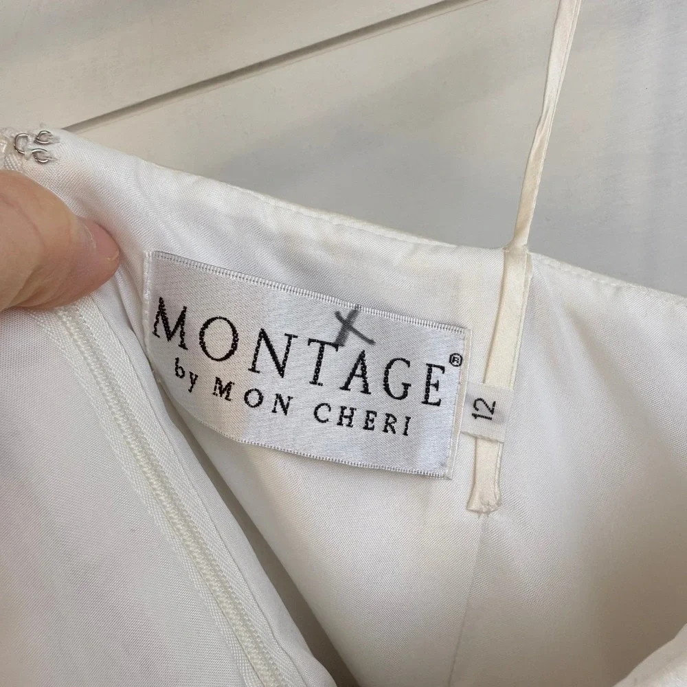 VTG Y2K Montage Mon‎ Cheri 100% SILK COLORBLOCK Cocktail Dress WOMEN 12 elegant